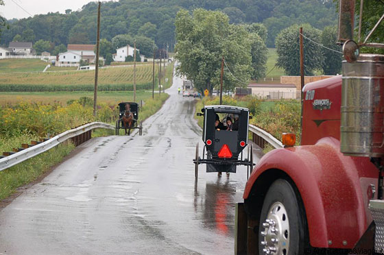 AMISH COUNTRY - Il carretto Amish condivide la strada con il traffico, è necessario fare attenzione e guidare a bassa velocità