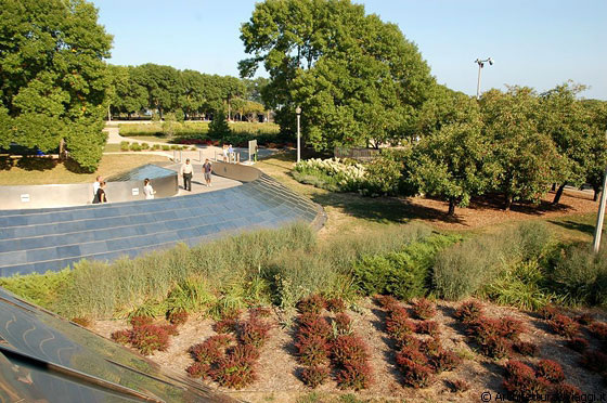 CHICAGO - Attraversato Serpentine BP Pedestrian Bridge su Columbus Drive, giungiamo al Daley Bicentennial Park, la zona nord est di Grant Park con varie attività sportive (tennis, ecc.)