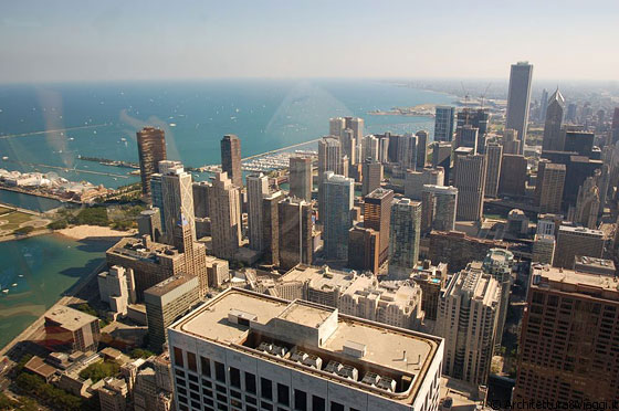 CHICAGO - Dal John Hancock observation deck panorama di Chicago verso il Lake Michigan