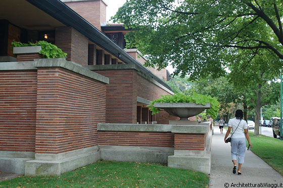 CHICAGO - HYDE PARK - La collocazione d'angolo del terreno su cui è costruita la Casa Robie spiega alcune soluzioni progettuali