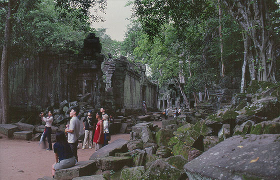 ANGKOR - Ta Prohm - i turisti affascinati dallo spettacolo della famosa radice (foto precedente) che avvolge il tempio