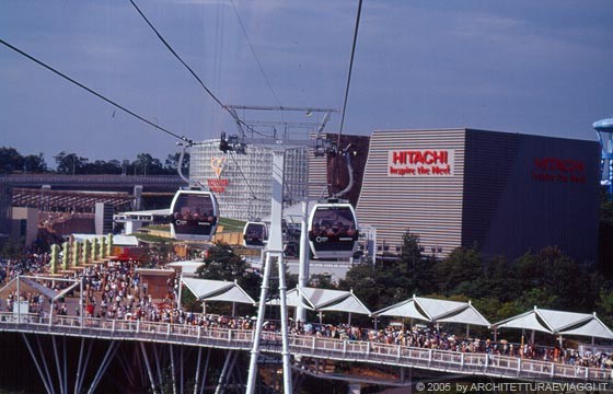 EXPO AICHI 2005 - Vista generale dall'ovovia sui padiglioni Hitachi e Toyota e sul Global Loop