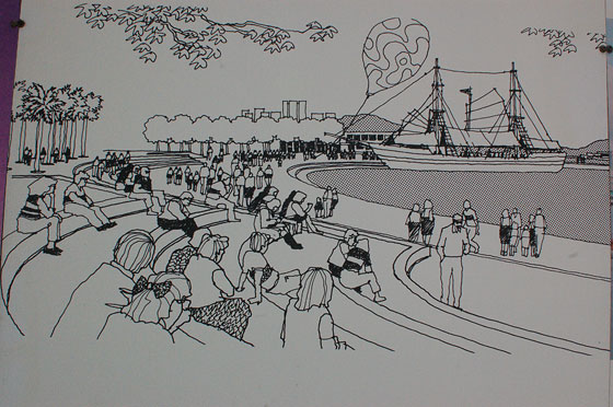 HONG KONG ISLAND - Disegni prospettici delle nuove sistemazioni della baia