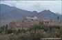 STAKNA GOMPA. Il bellissimo paesaggio tra il verde della valle, il gompa e le alture del Ladakh sullo sfondo