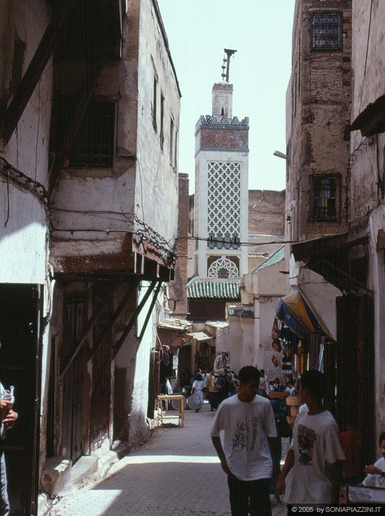 FES EL-BALI - Un minareto emerge tra le vie della medina 