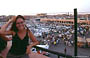 MARRAKESH. Piazza Djemaa el- Fna - Veduta della piazza quando sul finir del pomeriggio comincia ad animarsi, dalla terrazza del Café Glacier ai margini della piazza.