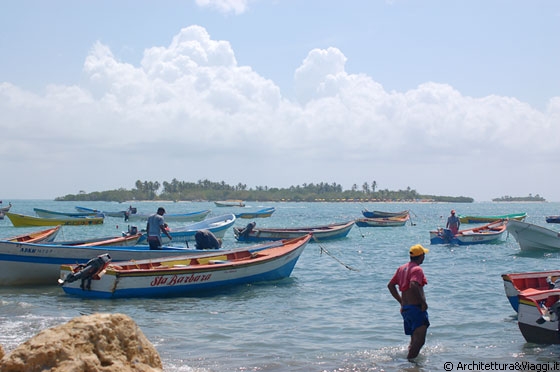 CHICHIRIVICHE - Dal molo, oltre le barche, vista su Cayo Muerto, il cayo più vicino