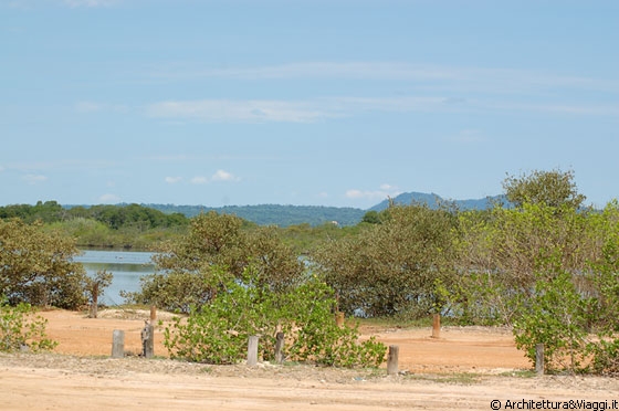 CAYO PUNTA BRAVA - Con la camionetta attraversiamo questo cayo, collegato a Tucacas da un ponte e raggiungiamo il molo delle barche - dopo il ponte l'asfalto lascia il posto alla terra rossa